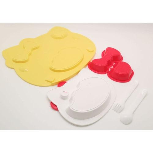 OSK Hello Kitty Plate Set, Made in Japan, Dishwasher Safe, Stylish and Cute for Girls and Children, Includes Plate, Spoon, and Fork (KP-18)
