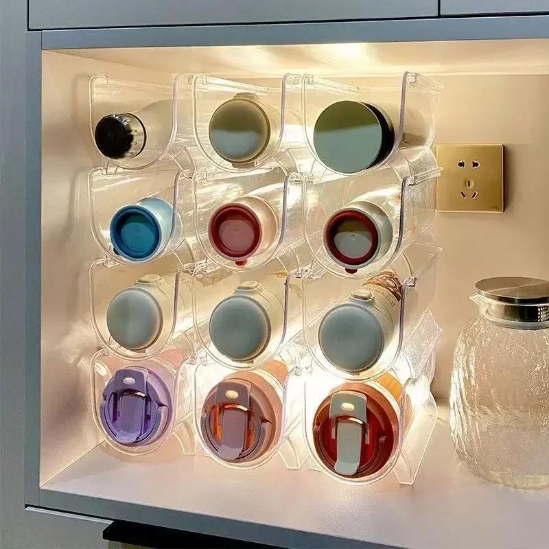 Stapelbar Mugghållare, Lämplig för Skåp, Vattenflaskhållare, Köksförvaring och Organisation, Plast Kylskåp
