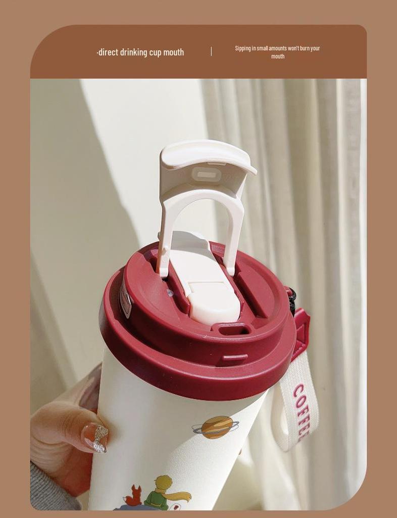 Malý princ 316 Nerezová ocel Izolovaný dětský hrnek se slámkou - Přenosná edice pro kávu a narozeninový dárek