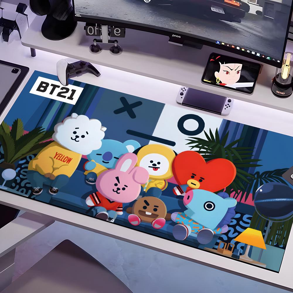 Cute B-bt21-S Logo Mouse Pad Multiple Sizes Large Square Computer Office Game Table Mats Rubber Anti-slip Mousepads