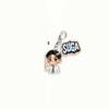 7 Stück BTS Niedliches Cartoon Anzug Doppel-Anhänger Schlüsselanhänger, Bangtan Boys Cartoon Figur mit Namensschild Schlüsselanhänger, Kpop ARMY Fans Tasche Anhänger