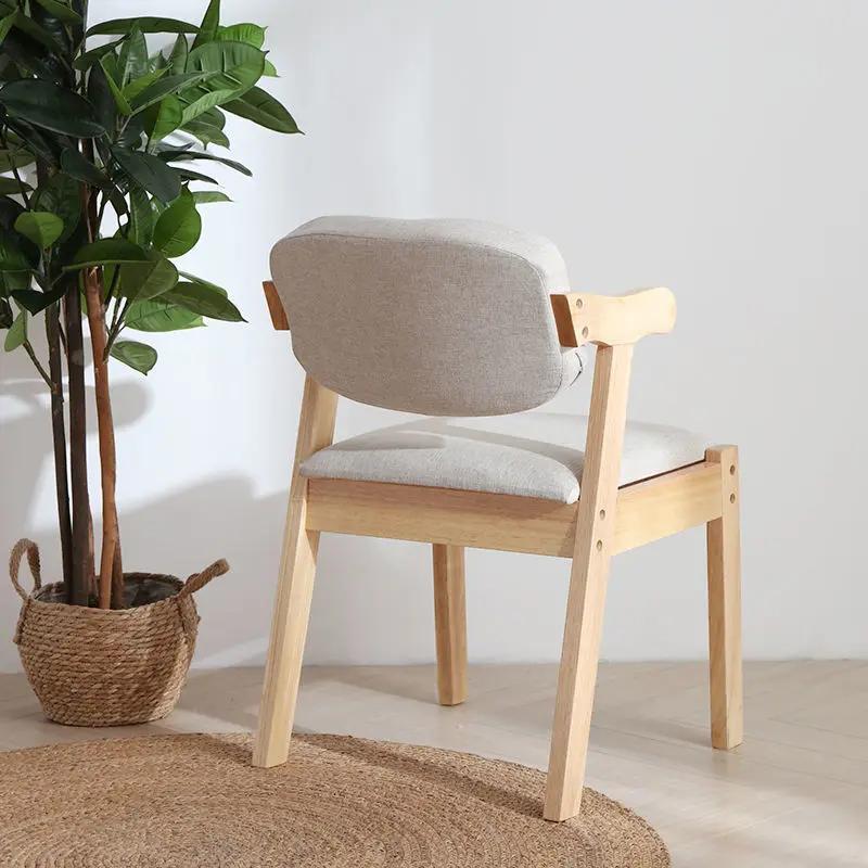 Nordic Solid Wood Dining Chair – Oak Backrest Design, Comfortable Sedentary Seat for Office, Bedroom Study & Leisure