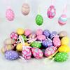 30/12PCS Rabbit Painting Easter Eggs Pendant Colorful Funny Painted Paper Eggs Foam Educational Hanging Ornaments