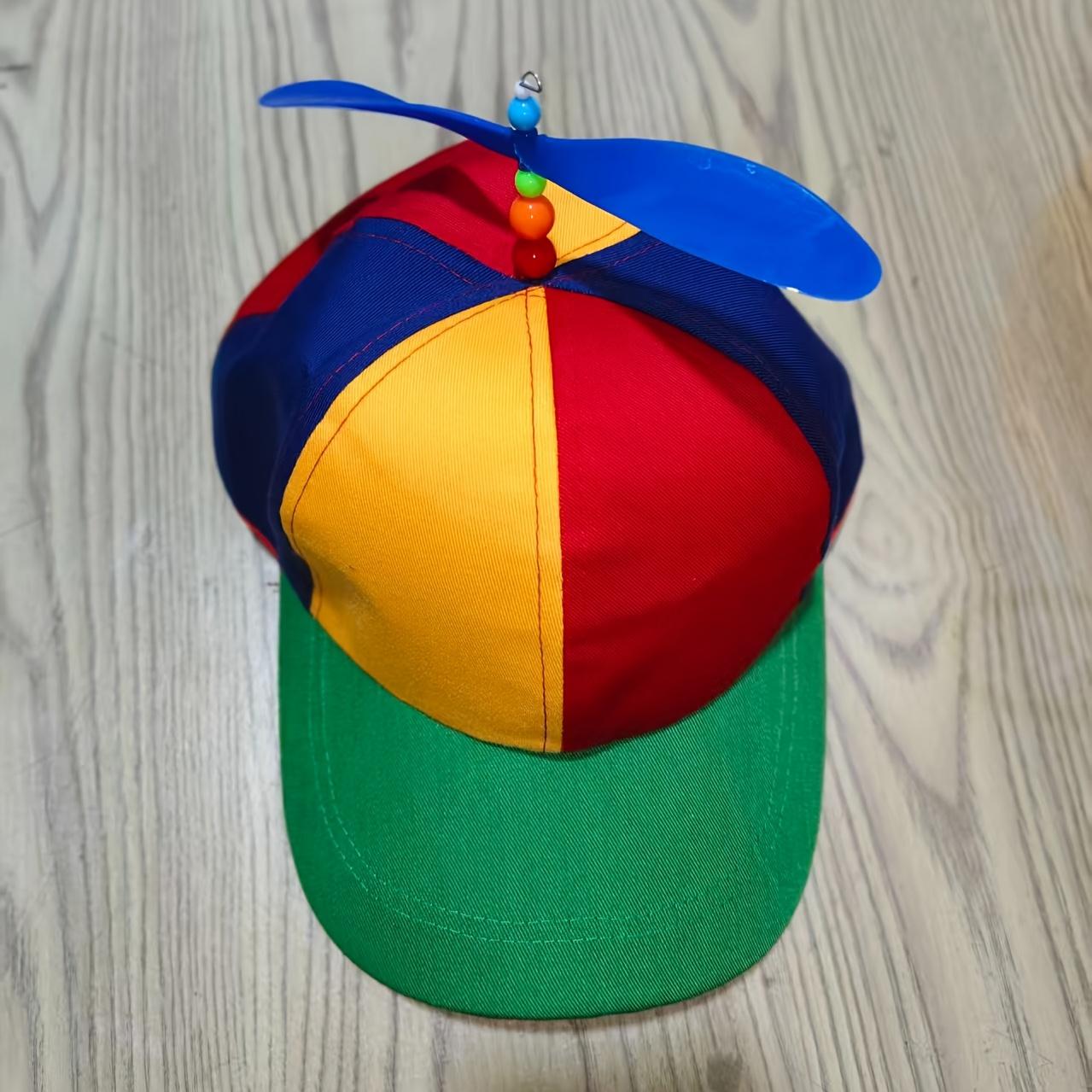 1Pc Creative Detachable Propeller Baseball Cap For Spring And Summer, Parent-Child Sunshade Windmill Bamboo Dragonfly Duckbill Hat, Unisex Outdoor Pointed hat