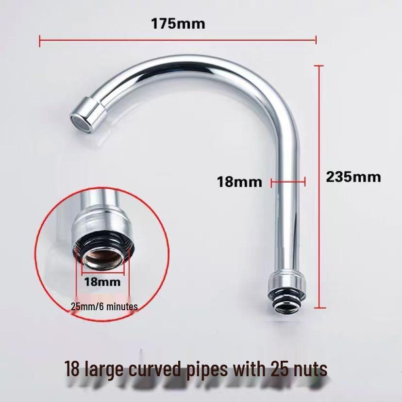 Universal Stainless Steel Kitchen Faucet Spout, Single Handle, Cold/Hot Swivel, Large Bend for Sink Repair