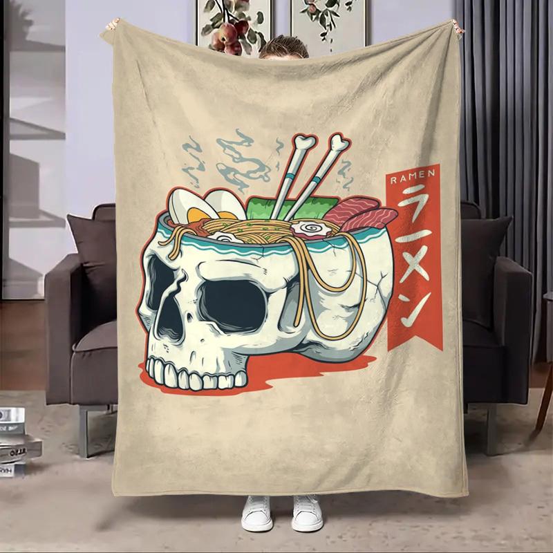8 Sizes Anime Ramen Printed Blanket Warm Soft and Comfortable Home Travel Blanket Sofa Bedding Cover Blanket Kids Gamer Gift