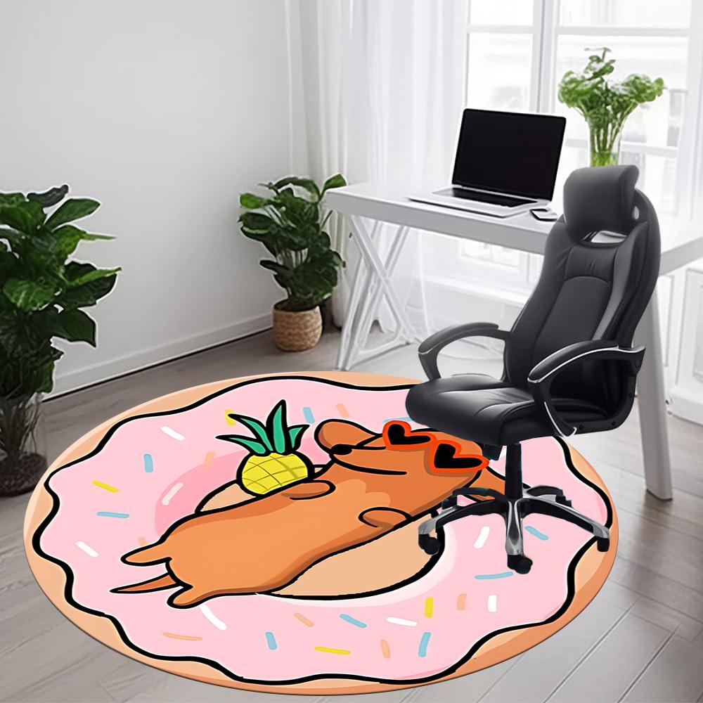 1PC Donut Pineapple Office Round Area Rug, Indoor Mat Suitable ForOffice, Under Office Chairs Bedroom Living Room Home Decor, Room Deco f175