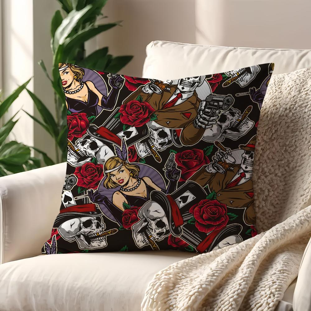 Rose Skull Dollar Pistol cool fashion cushion cover Pillow Cover Decoration Room Home Sofa living Office Car Nordic Simplicity