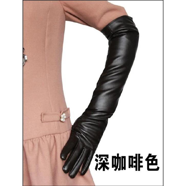 Women's Long Touch Screen PU Leather Gloves Female 50cm Autumn Winter Silky InsideNew Style Wholesale Fashion Warm Mitten G203