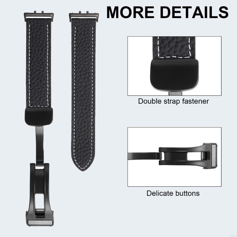 95AF Versatile Leather Watch Strap with Breathable Designings Fashionable Leather Replacement Strap Watch Band for Fit 3