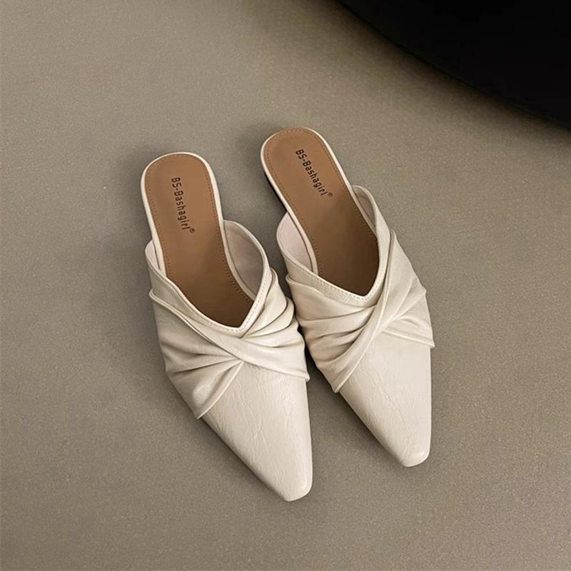 Fashion SUOJIALUN 2025 Spring New Women Slipper Fashiion Bow-knot Slip On Ladies Elegant Slip On Mules Shoes Soft Flat Heel Dress Sandal