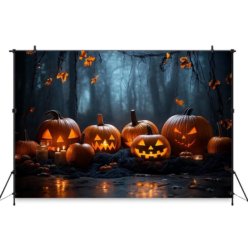 Mocsicka Halloween Backdrops For Photography Dark Night Jack-O-Lanterns Pumpkin Background Baby Shooting Props Decoration Studio