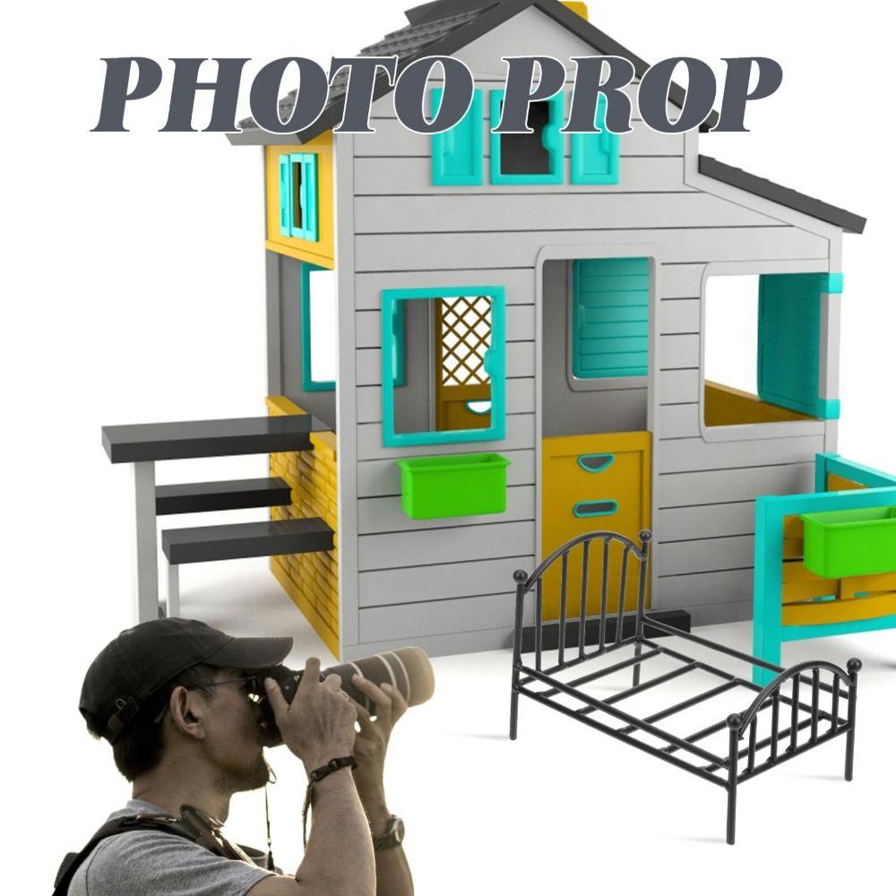 1:12 Doll House Vintage Miniature Bed Mini Realistic Bed New Metal Dollhouse Bed