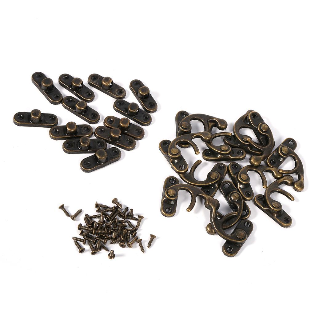 12X Antik Dekorativ Smyckesgåva Vin Trälåda Hasp Lås Krok Med Skruvar