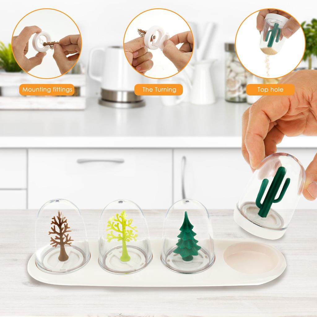 4Pcs Seasoning Jars with Tray Creative Seasoning Shaker Bottles for Kitchen Four Seasons /Animal Style Seasoning Containers