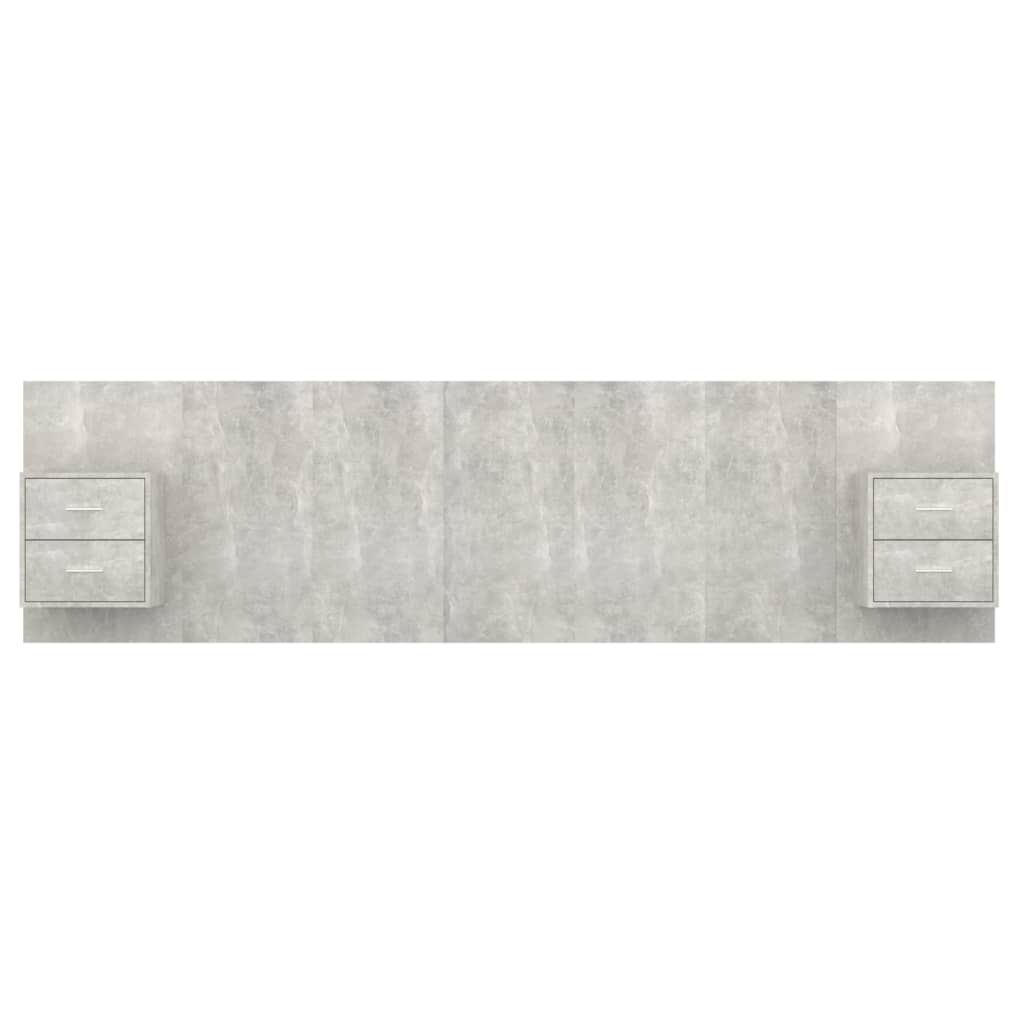 Headboard with Nightstands Concrete Grey Engineered Wood
