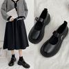 High-heeled Women's New Round-toe Thick-stiletto Versatile Retro Leather Shoes