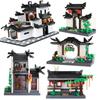 Street House Architecture China Ancient Times Chinoiserie Villa Model Building Block DIY Brick Creative Toy Moc Classical Idea