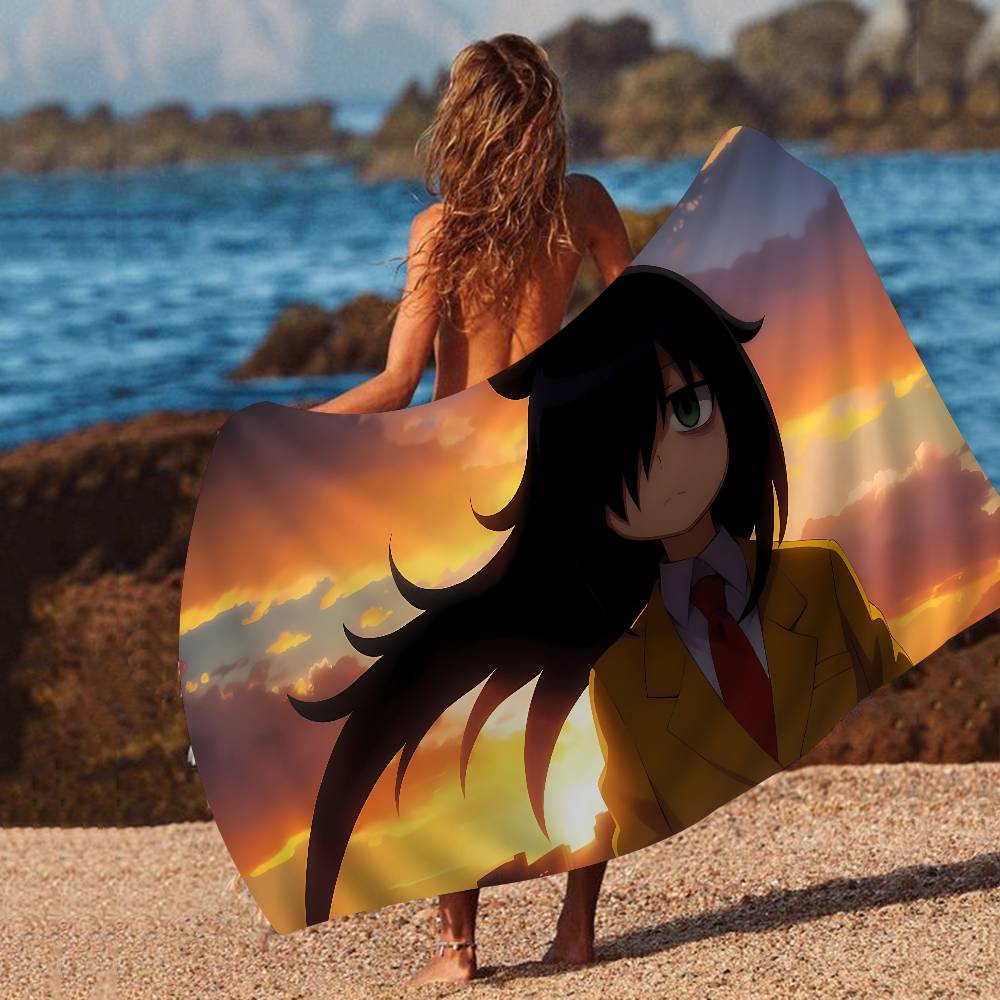 Watamote K-Kuroki T-Tomoko Big Microfiber Beach Towels Quick Dry Towel Sand Beach Towels Pool Towel for Travel Swim Pool Yoga