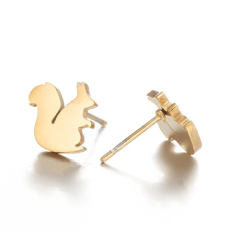 Edelstahl Niedliche Tier Ohrringe: Weihnachtsreh, Hund, Katze, Eichhörnchen, Igel, Dinosaurier