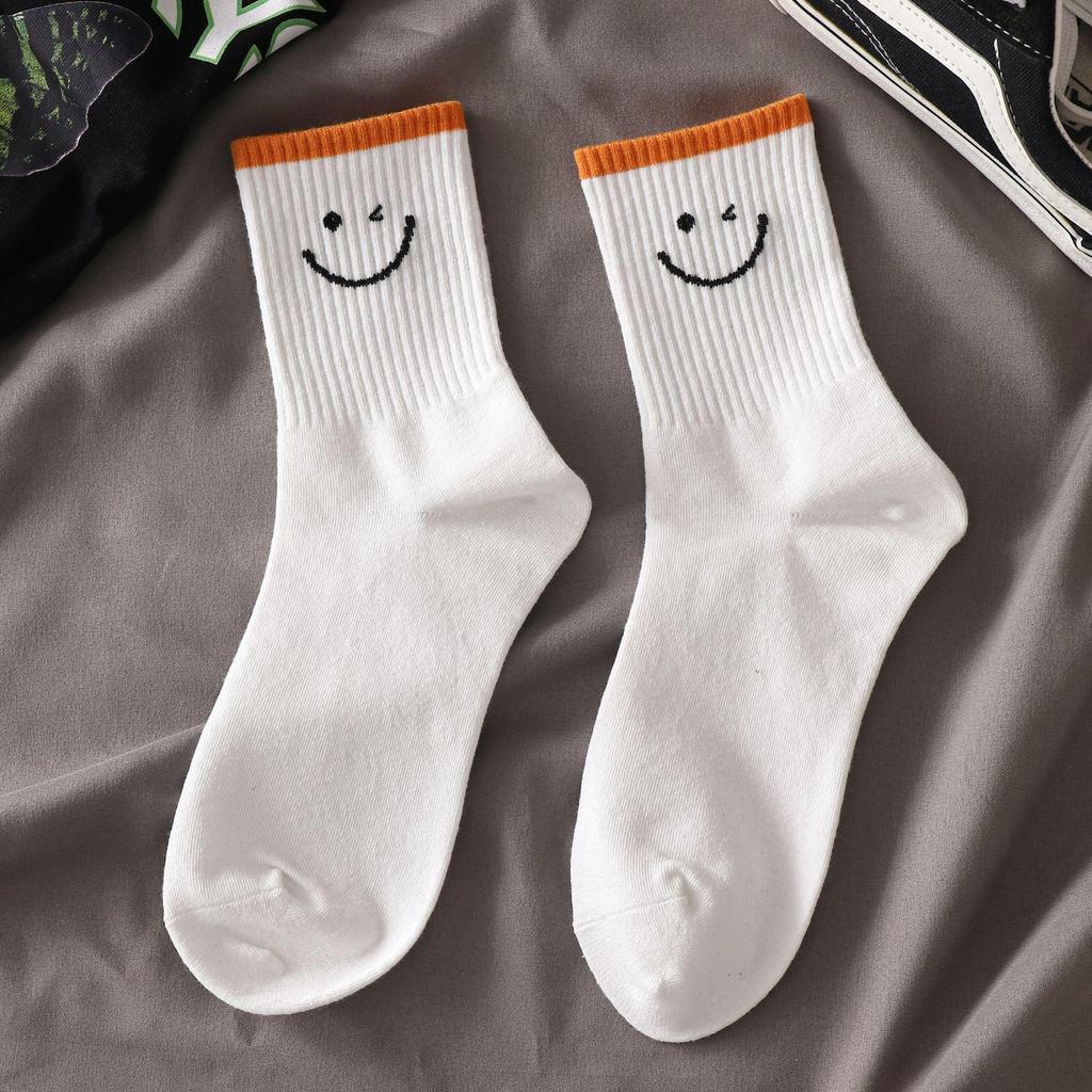 Women's Korean Style Cartoon Long Black Socks - Trendy Autumn/Winter Mid-Tube Sports Design