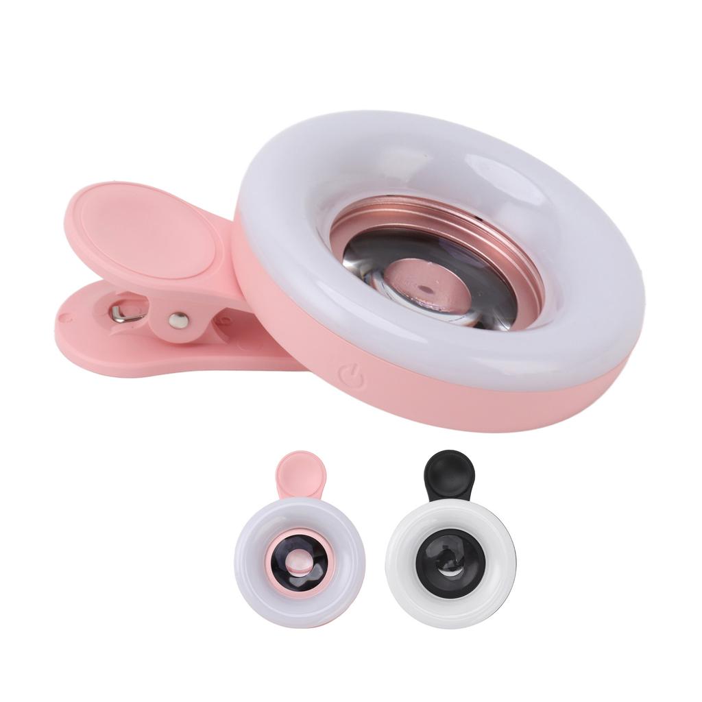 Phone Ring Fill Light Lens Phone Mini Clip Light ABS and Optical Glass with Lithium Battery 100mAh for Video Recording
