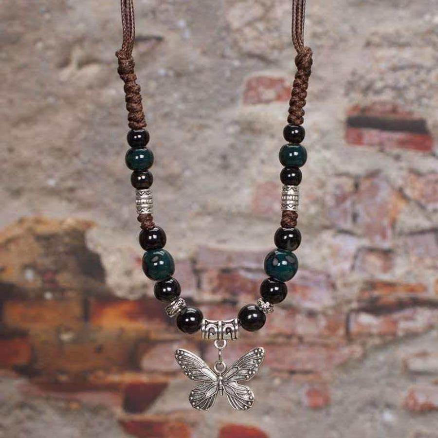 Jingdezhen Ceramic Beaded Butterfly Choker, Retro Chinese Style Niche Versatile Neckwear Accessories