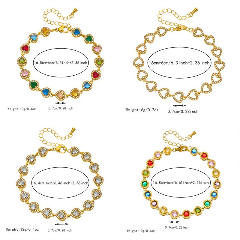 DIEYURO 316L Stainless Steel Colorful Zircon Heart Flower Bracelet For Women Fashion Luck Chain Gold Plated Waterproof Jewelry