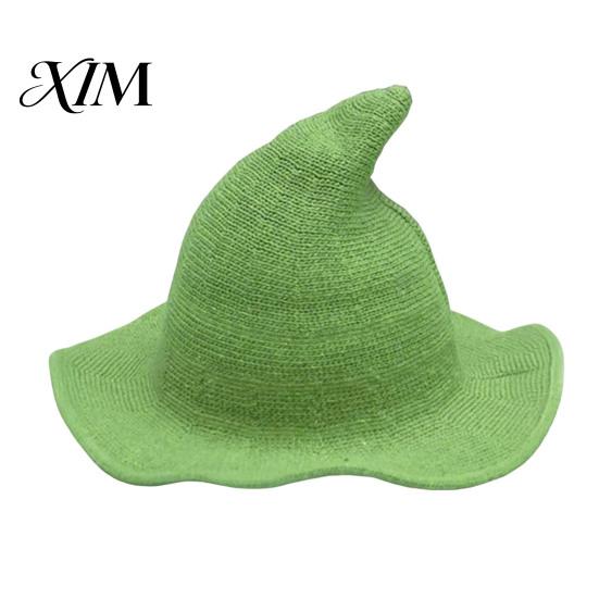 Vintage Pointed Witch Hat Women Hat, Foldable Wide Brim Knitted Cap, Halloween Cosplay for Autumn Winter, Themed Party Costume Accessory Sun