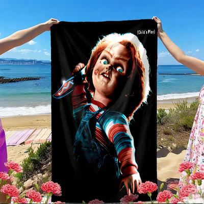 Bride of Chucky Print Beach Towel, Versatile Lightweight Absorbent Beach Towel for Pool Surf Yoga Bathroom, Perfect Birthday Holiday Gift