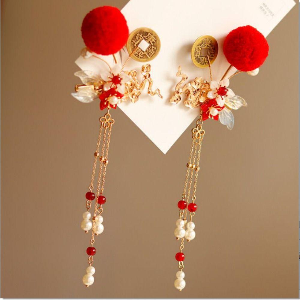 Pearl Ancient Hair Stick Chinese Style New Year Headdress Retro Tang Dynasty Hairpin  Jewelry