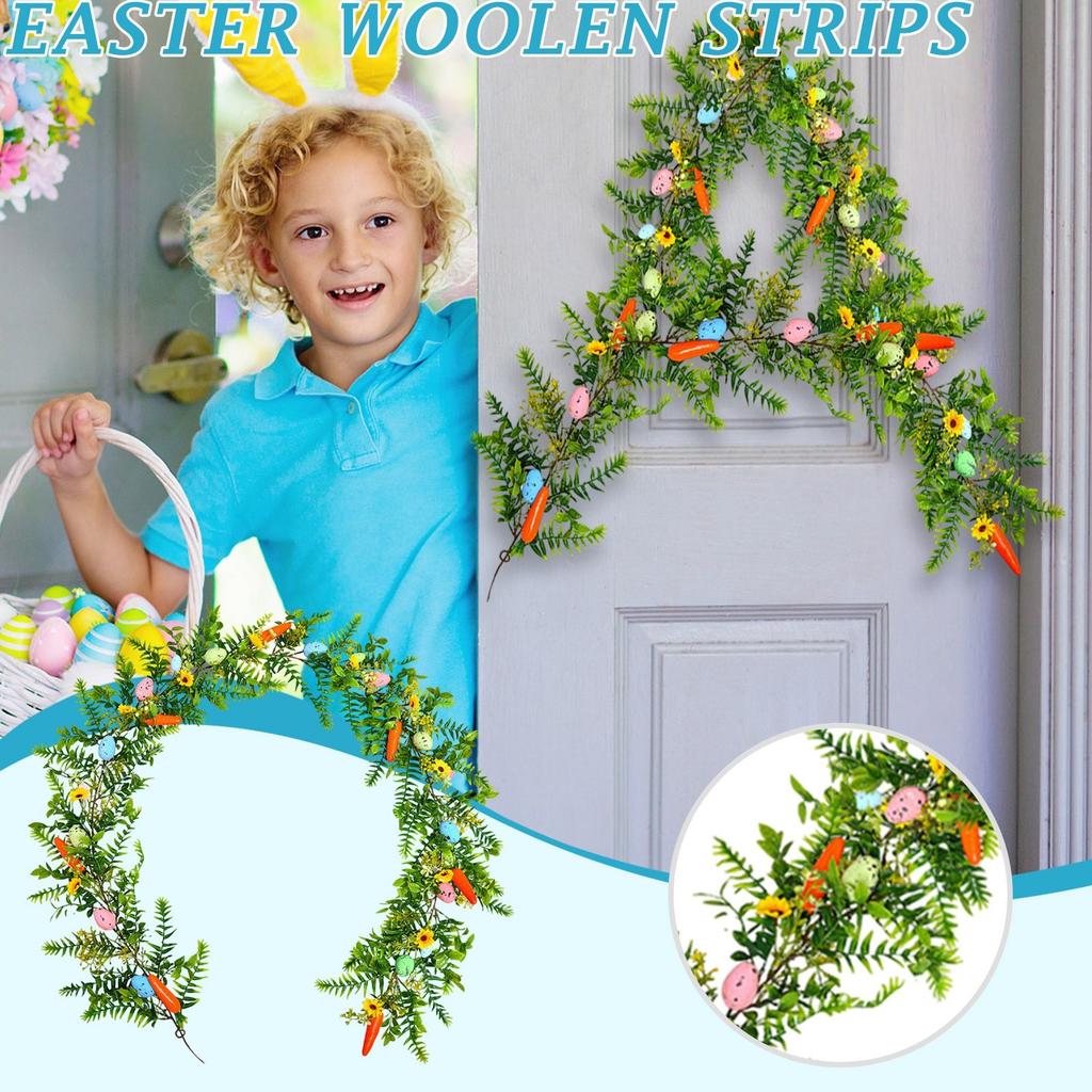 Easter Garland For Mantle,Norfolk Wreath Easter Decorations Easter Egg Wreath Vine Ring Pendant