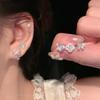 Cold Style Zircon Butterfly Love Heart Stud Earrings Female Fancy Unique Stylish Titanium Steel Ear Bone Stud Versatile Earrings