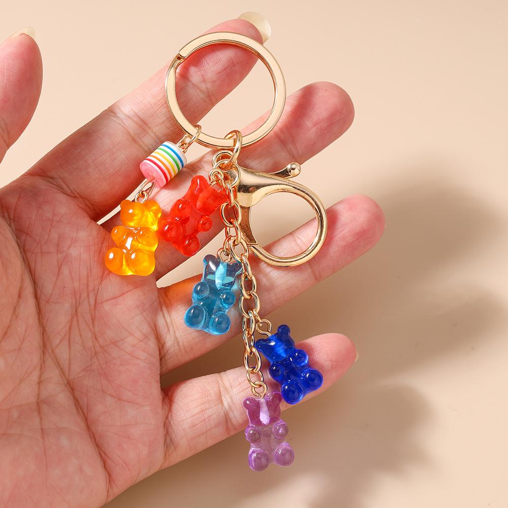 Cute Resin Gummy Bear Key Chain 3D Animal Key Ring Pendants for  Women Girls Handbag DIY Kid's Jewelry Gifts
