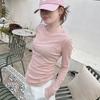 Women's Crew Neck Long Sleeve T-Shirt Slim Fit Sheer Thin Layering Basic Top Solid Color Commuter Blouse 2024 Autumn
