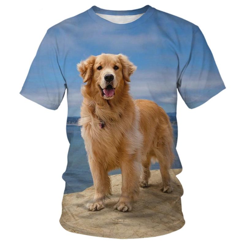 Summer Cute Animal Golden Retriever 3D Print T-Shirts Men Women Short Sleeve TShirt Oversized Harajuku Tees Tops Kids Clothing