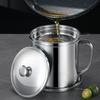 1.3L Oil Can Kitchen Oil Filter Cup Household Filter Mesh Oil for Tank Pot Leak Oil Leaking Storage Stainless Steel Mate