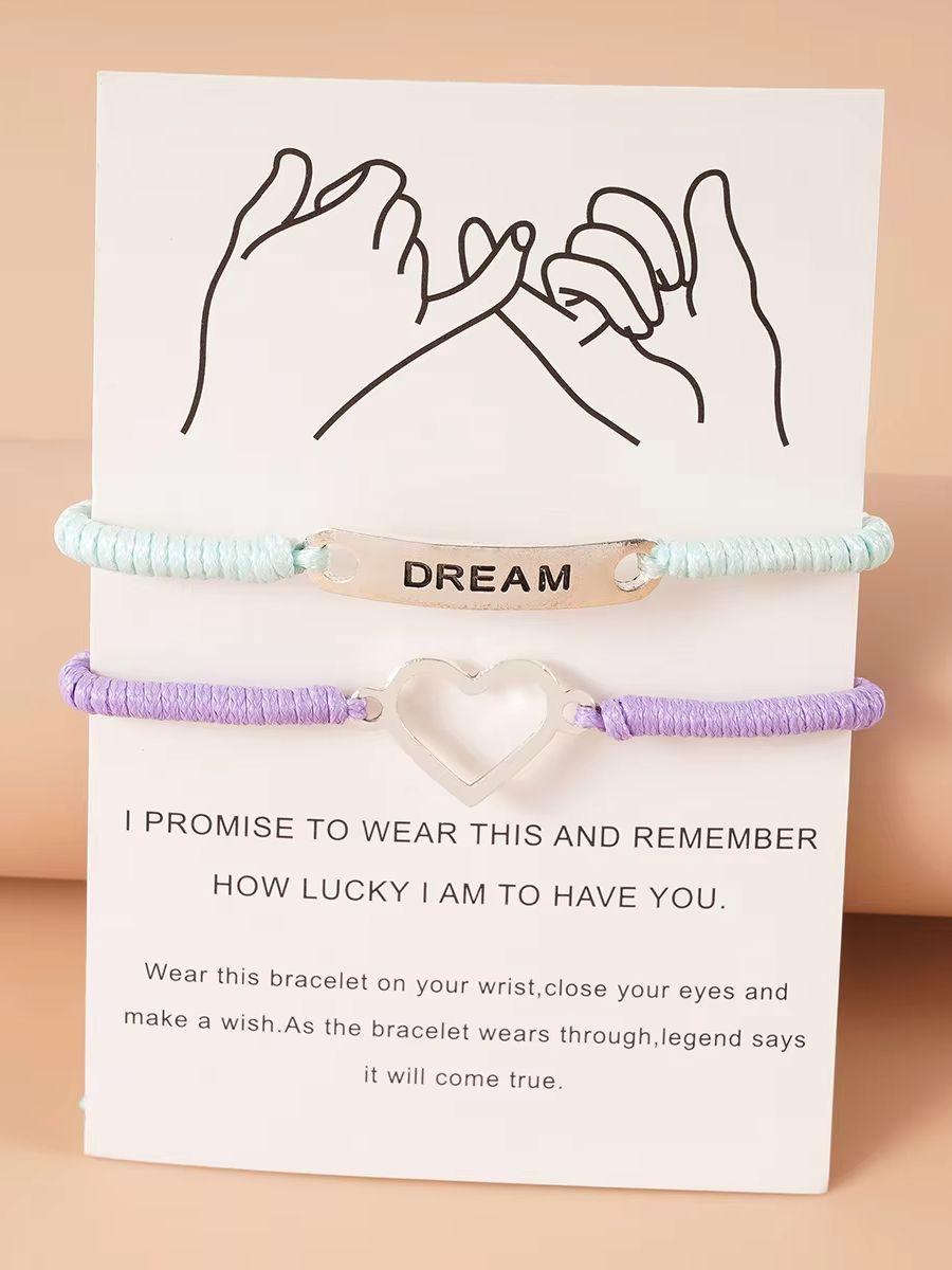 

2025 Cute Heart Pendants Couple Bracelets Stainless Steel Letter Brand Colorful Rope Knotted Valentine s Day Gifts for Women And