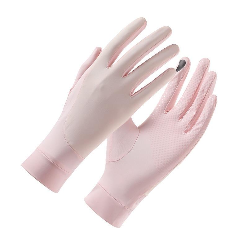 Summer Sunscreen Gloves, Women's UV Protection, Color Matching, Non-slip Driving, Ice Silk Outdoor Cycling Sports, Thin Gloves