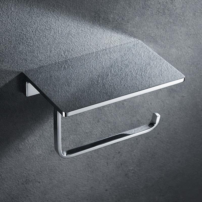 Chrome Toilet Paper Holder Multifunction Bathroom Storage Shelf Roll Paper Holder Gold EL95