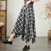 Plus Size High Waist Cotton Vintage Plaid Casual Summer Loose Long for Woman Skirts Womens Skirt