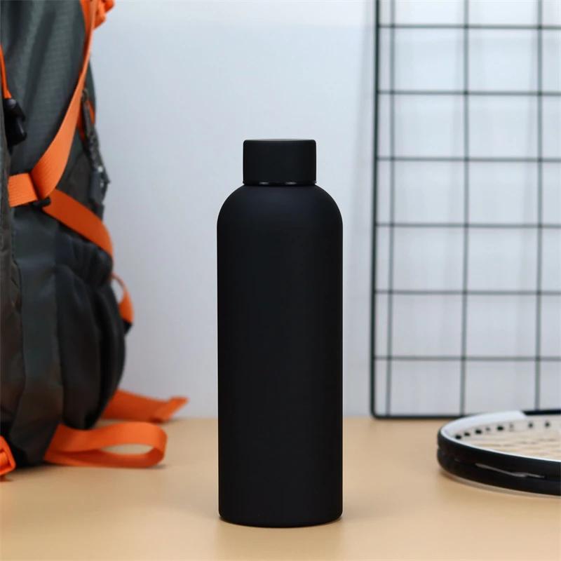 

750ml Insulated Bottle Solid Color Stainless Steel Jug with Lid Large Capacity Ice Coffee Cup Portable for Driving Travel Home 750ml чорний