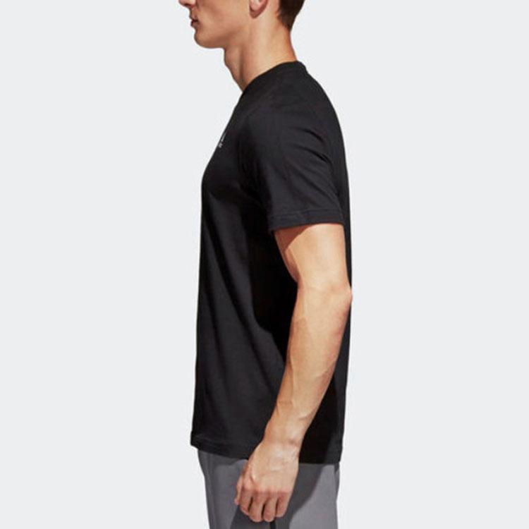 Adidas Solid Color Logo Running Casual Short-Sleeve T-Shirt Men Tops Black S98742