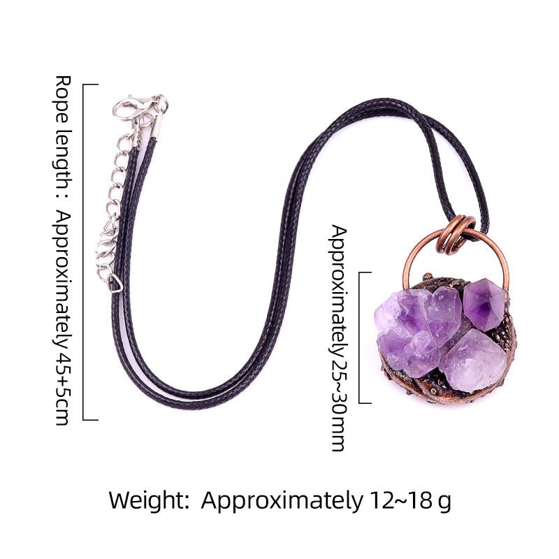 Natural Healing Stone Amethyst Irregulate Raw Stone Bronze Inlaid Pendants & Charms for Jewelry Making DIY Necklace Home Decor
