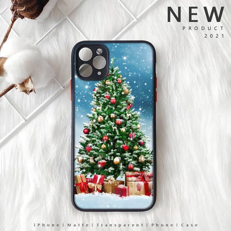 Merry Christmas New Year Tree Phone Case Matte Transparent  For Iphone 7 8 11 12 Plus Mini X Xs Xr Pro Max Cover