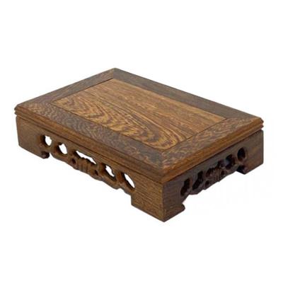 Rectangular Wooden Display Stand Carved Wood Antique Furniture Decoration Crafts Ornament Base L 17x11x3.8cm