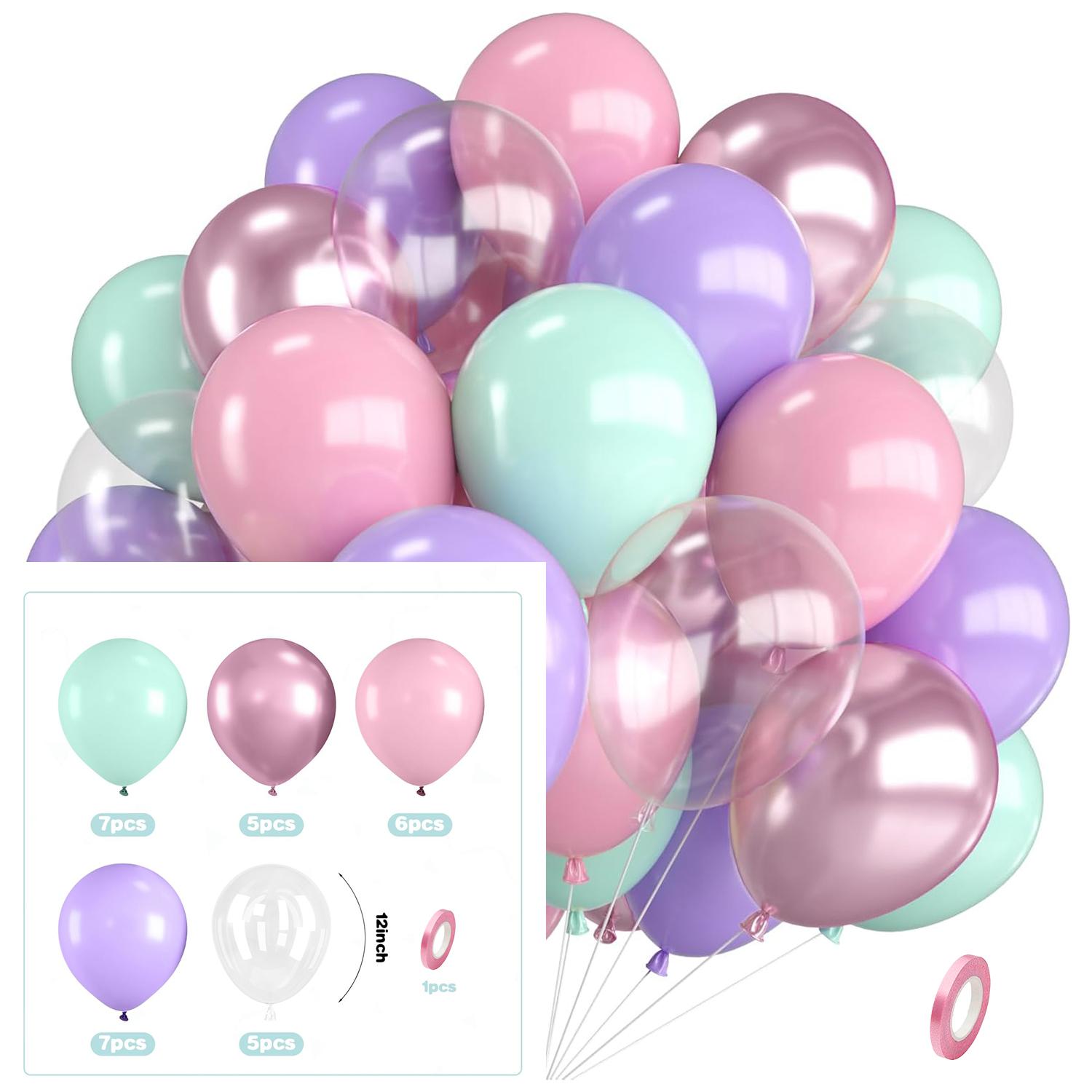 

12inch-30pcs pink purple gold latex balloon set with confetti, suitable for weddings, birthdays, popular parties, bridal showers 12INCH