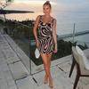 Q298DS Women's Spaghetti Strap Sexy Print Dress