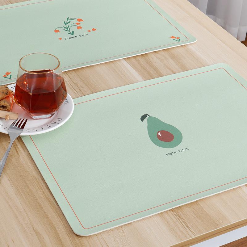 Fruits Luxury Leather Placemat Home Kitchen Decoration Romantic Western Food Mat Heat Insulation Mat Home Bowl Cup Mat