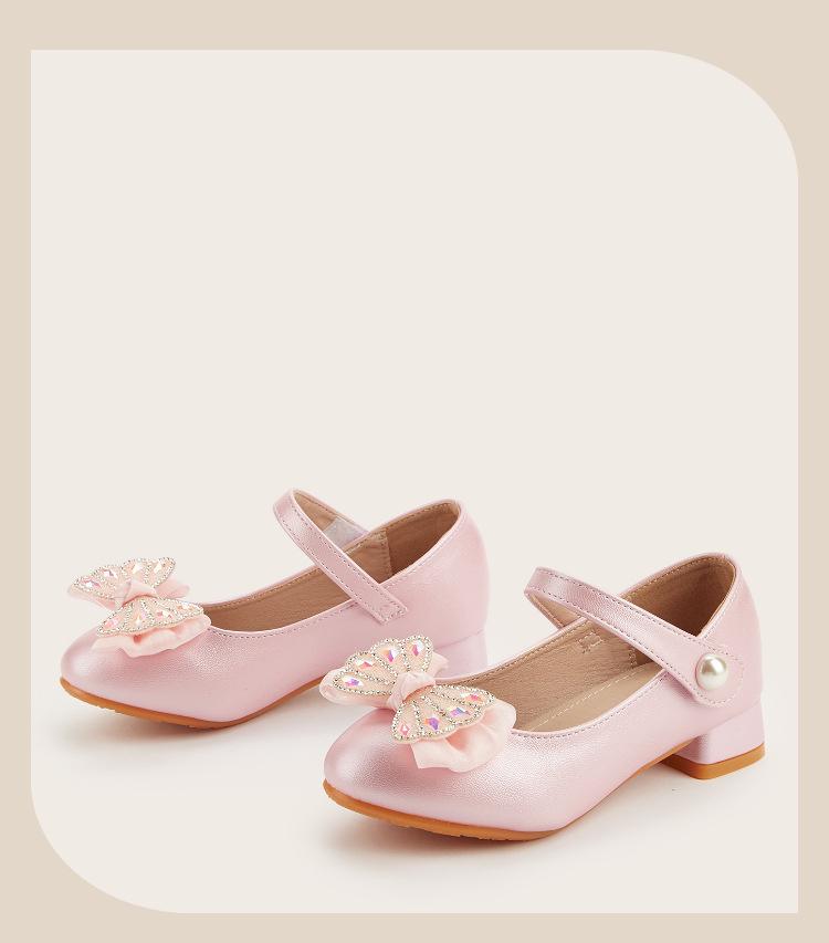 Collezione Inverno 2025: Tacchi Alti da Principessa per Bambina - Scarpe in Pelle con Fiocco per Bambini, alla Moda e Versatili